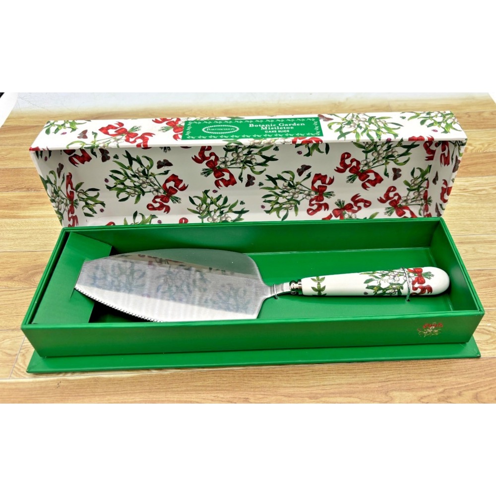Portmeirion Botanic Garden Serving Cake Slice Mistletoe Porcelain Handle NEW‎
